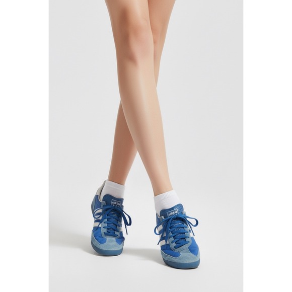 Adidas Blue White Red Retro Sneakers Womens Athletic Shoes Size 5 - Picture 2 of 11